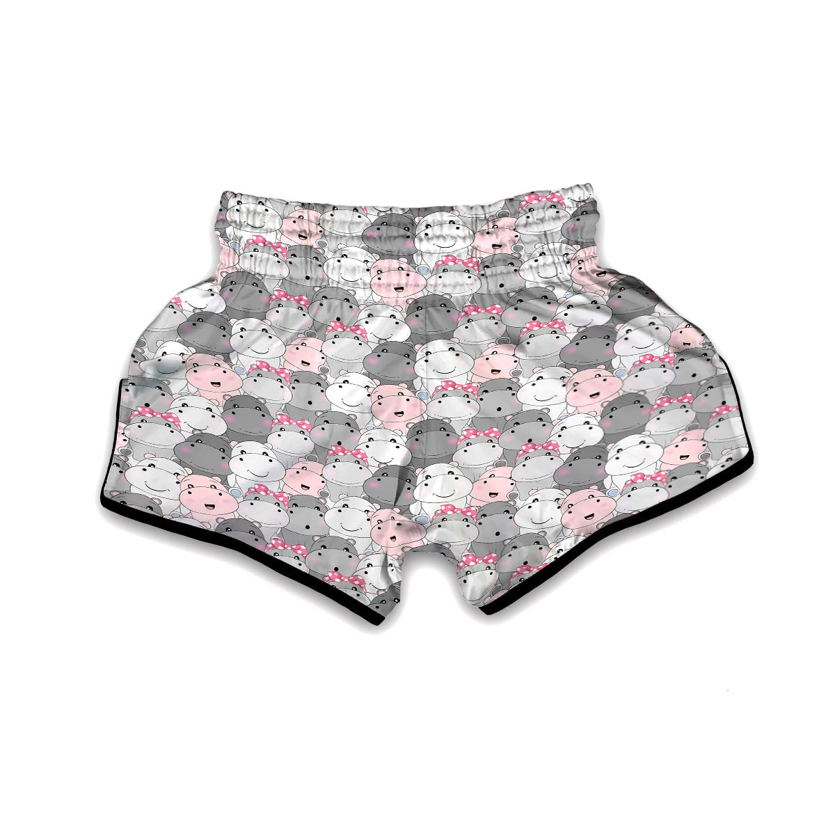 Hippo Cute Print Pattern Muay Thai Boxing Shorts-grizzshop