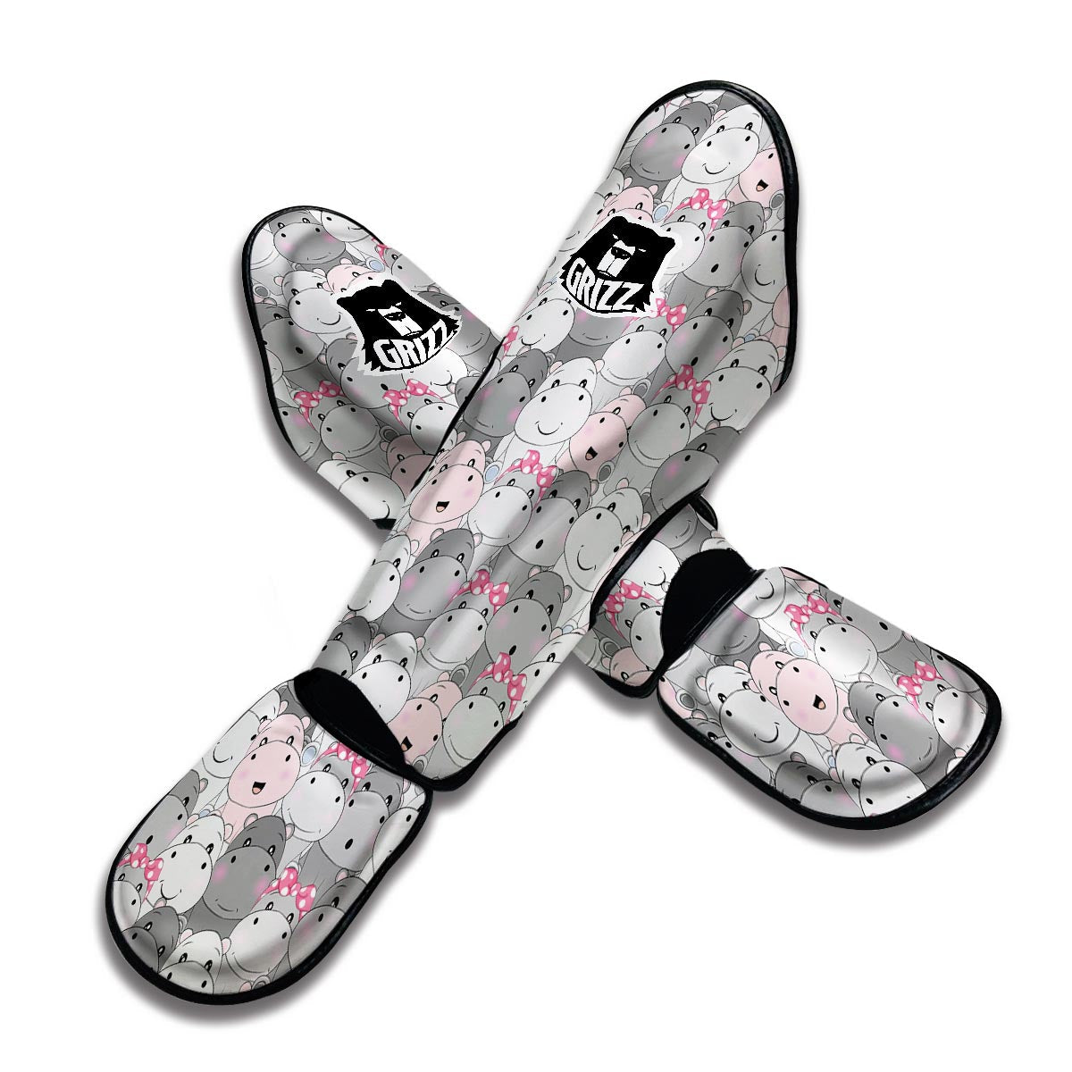 Hippo Cute Print Pattern Muay Thai Shin Guards-grizzshop