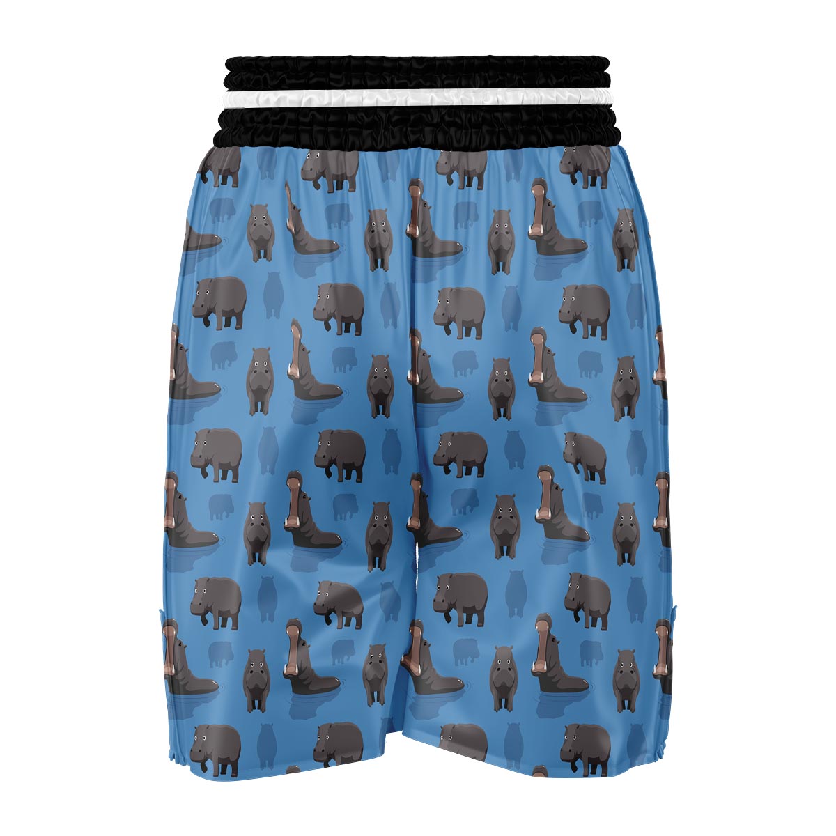 Hippo Pattern Print Boxing Shorts-grizzshop