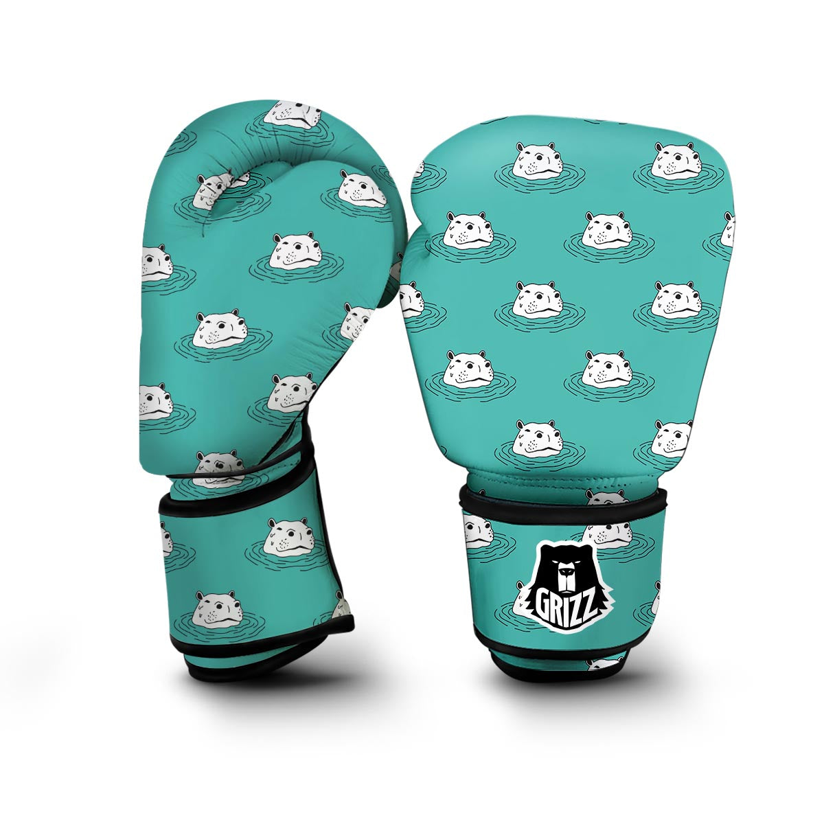 Hippo Print Pattern Boxing Gloves-grizzshop