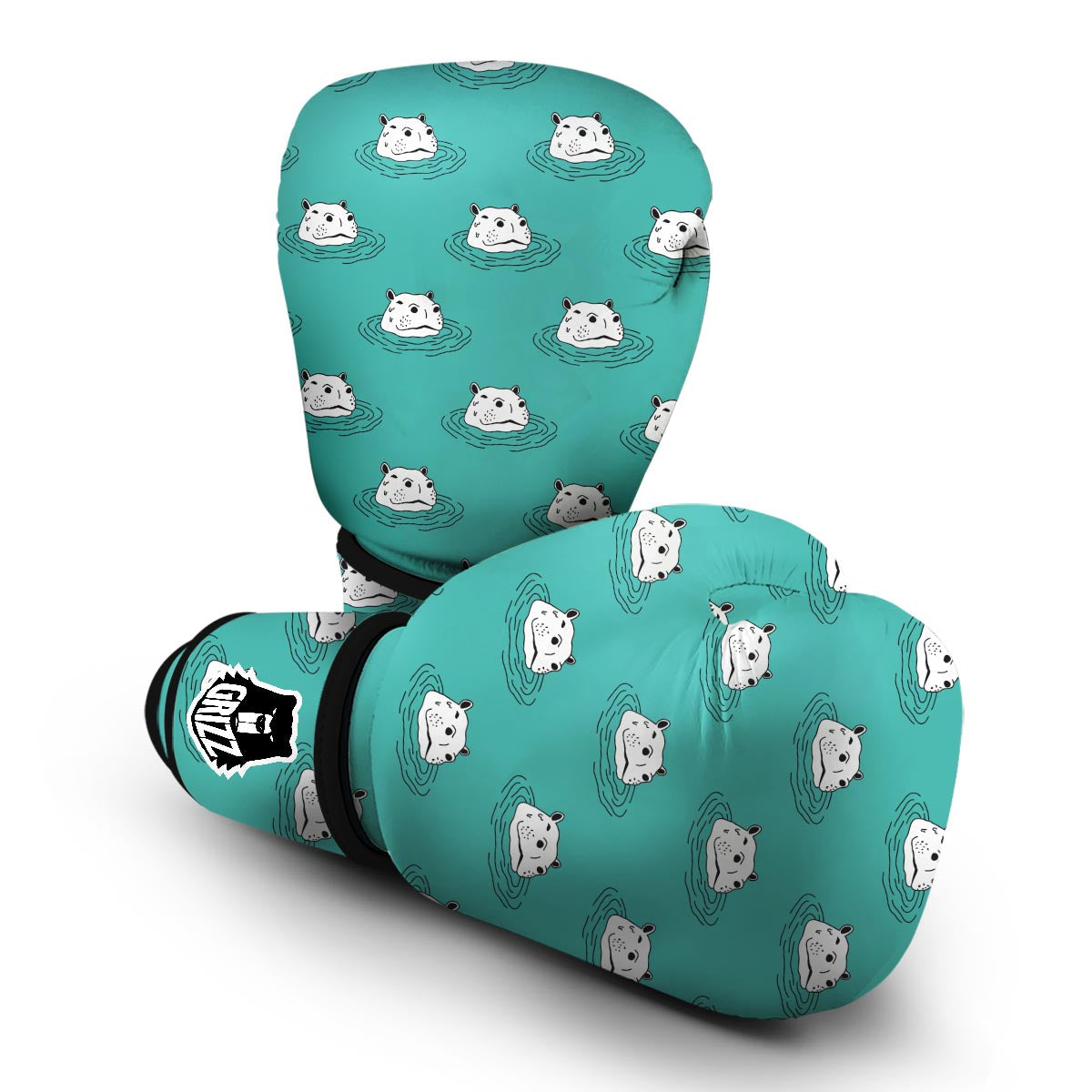 Hippo Print Pattern Boxing Gloves-grizzshop