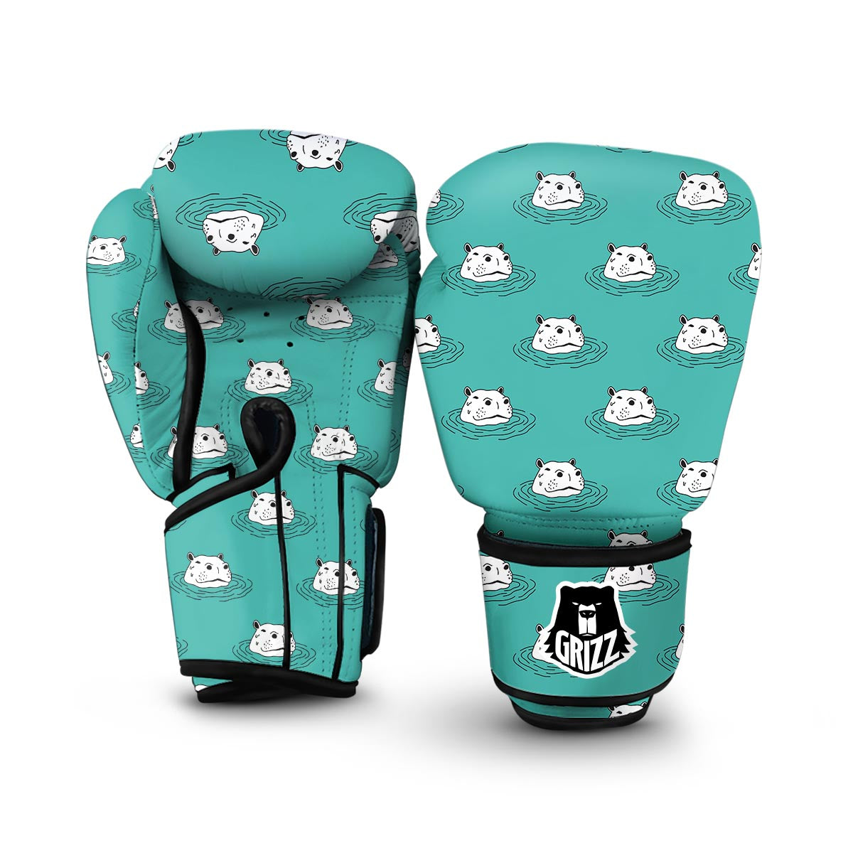 Hippo Print Pattern Boxing Gloves-grizzshop