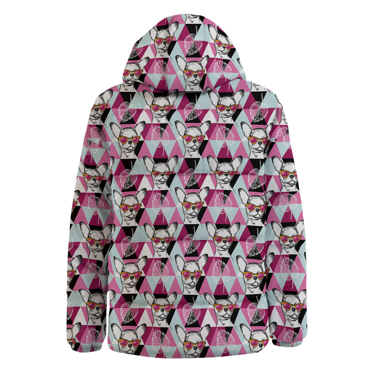 Hipster Chihuahua Print Pattern Down Jacket-grizzshop
