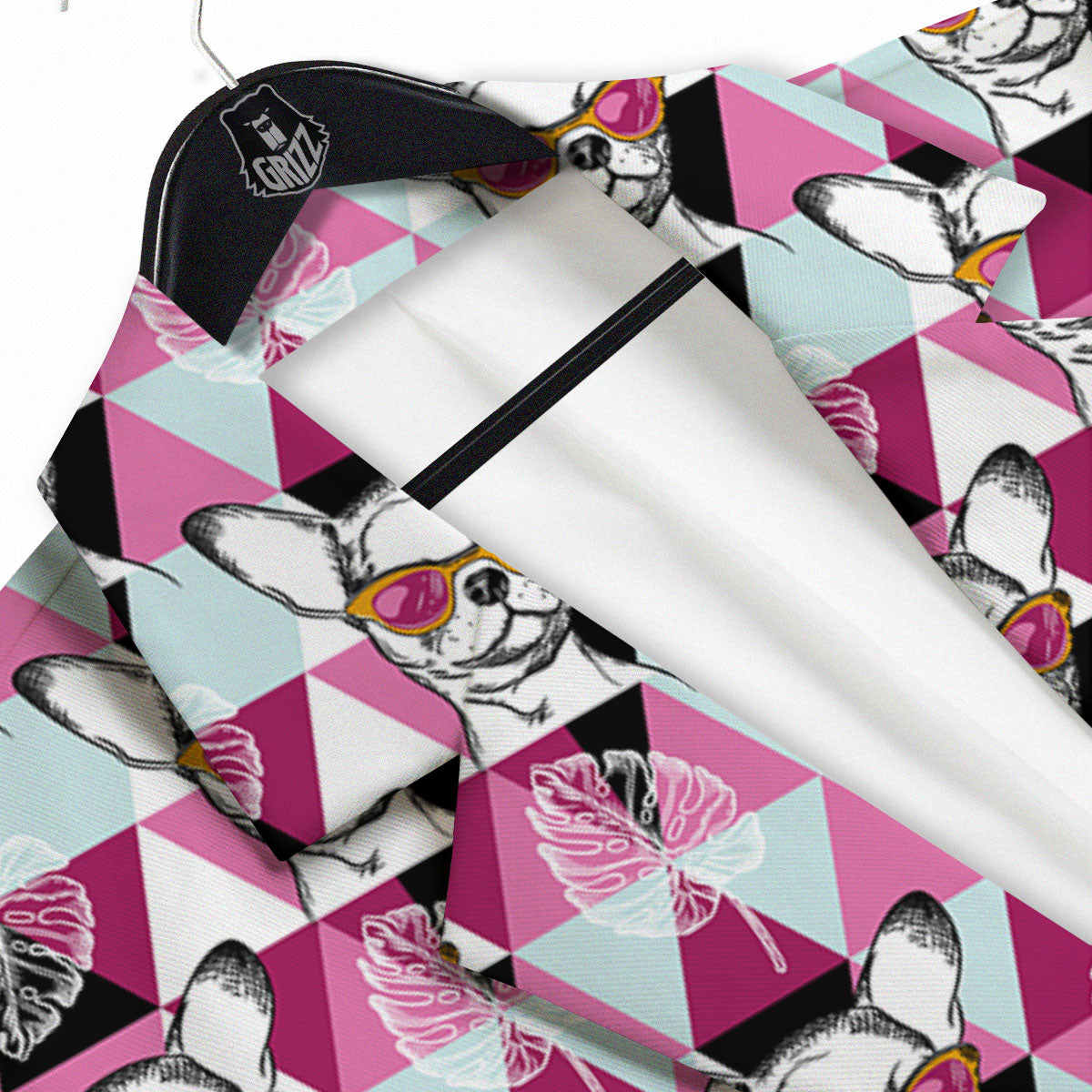 Hipster Chihuahua Print Pattern Men's Sport Coat-grizzshop