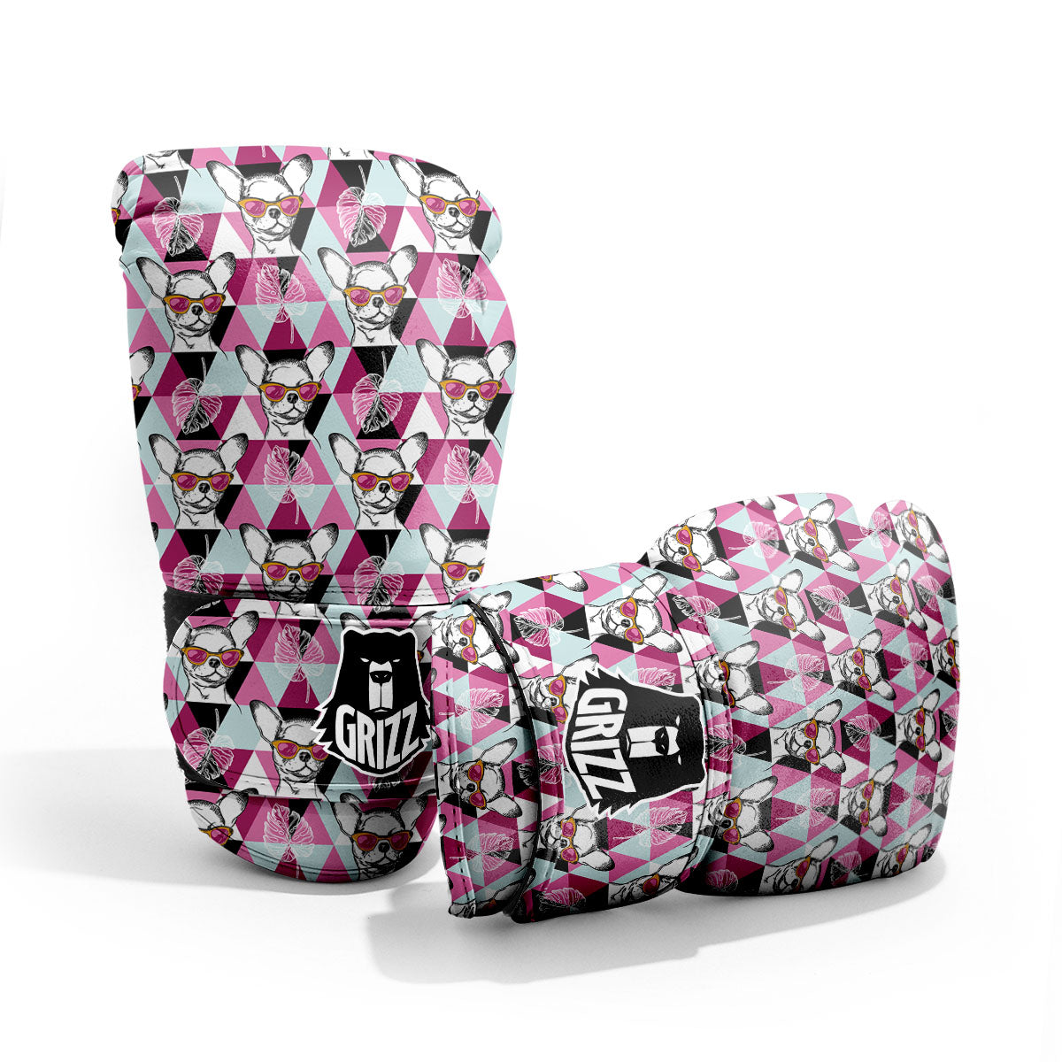 Hipster Chihuahua Print Pattern Pro Boxing Glove