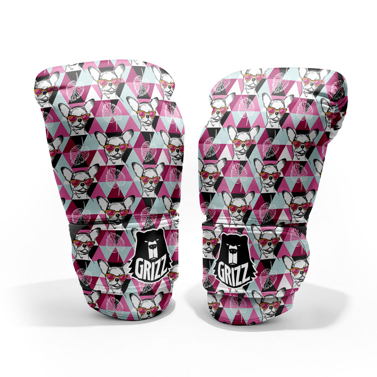 Hipster Chihuahua Print Pattern Pro Boxing Glove