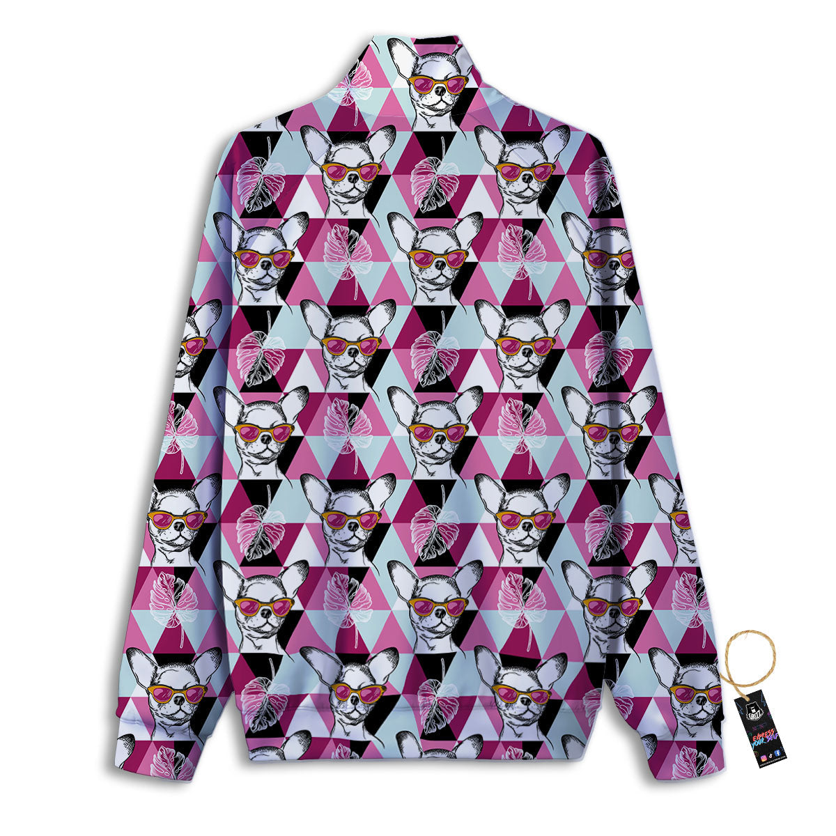 Hipster Chihuahua Print Pattern Track Jacket-grizzshop