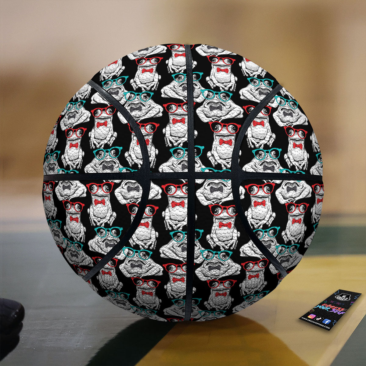 Hipster Frog Print Pattern Basketball-grizzshop