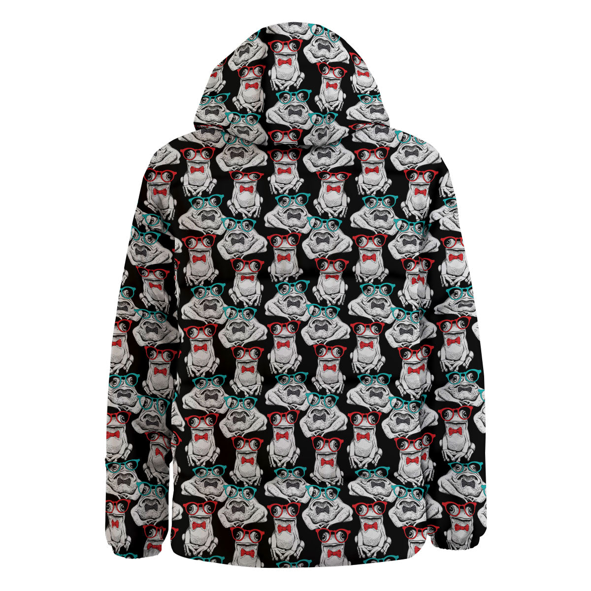 Hipster Frog Print Pattern Down Jacket-grizzshop