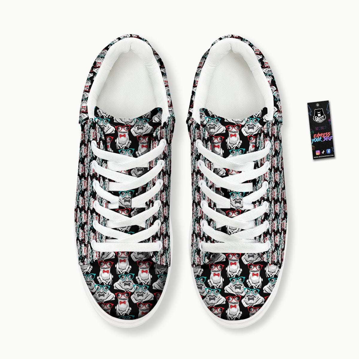 Hipster Frog Print Pattern Platform Shoes-grizzshop