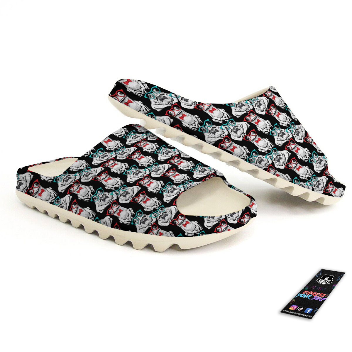 Hipster Frog Print Pattern Sandals-grizzshop
