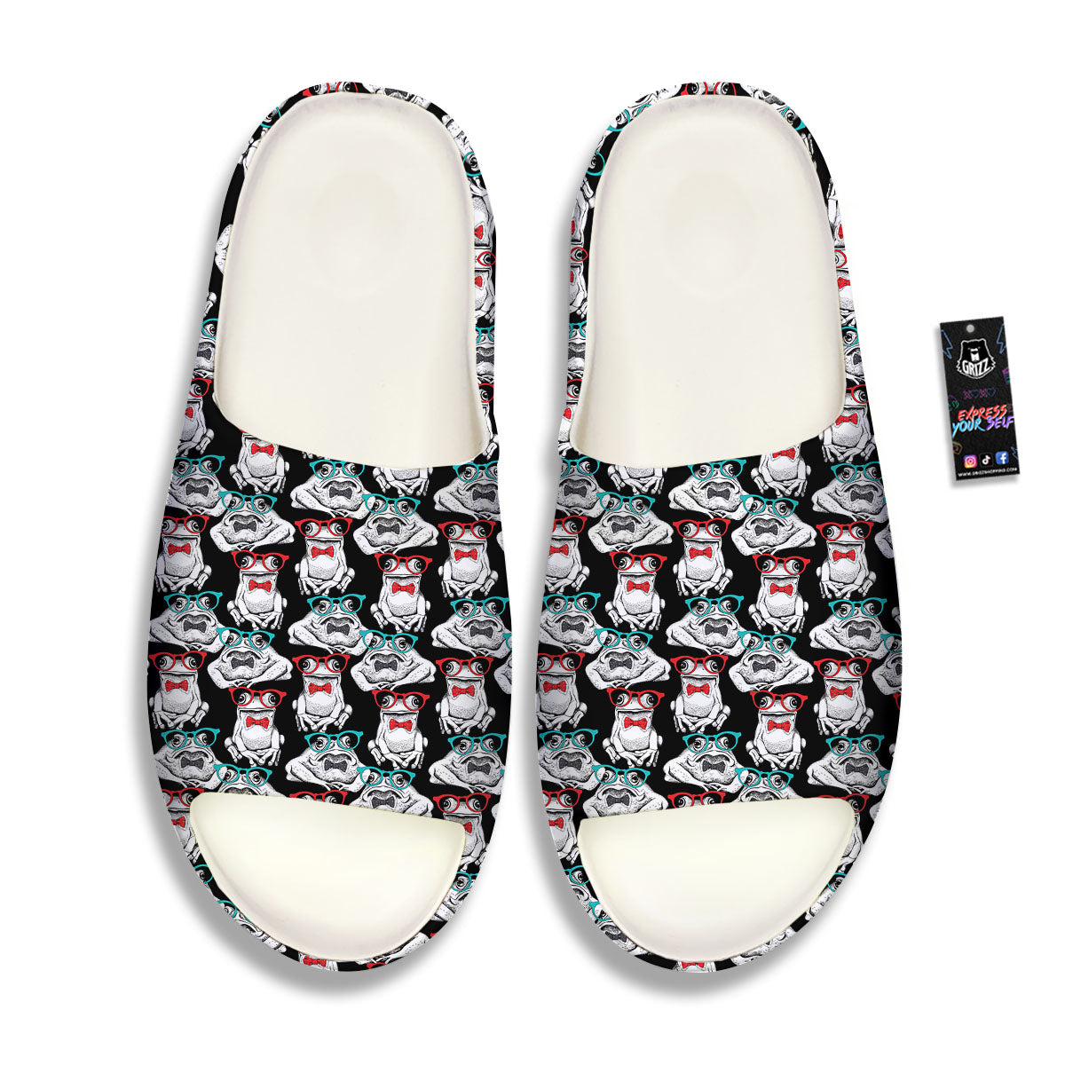 Hipster Frog Print Pattern Sandals-grizzshop