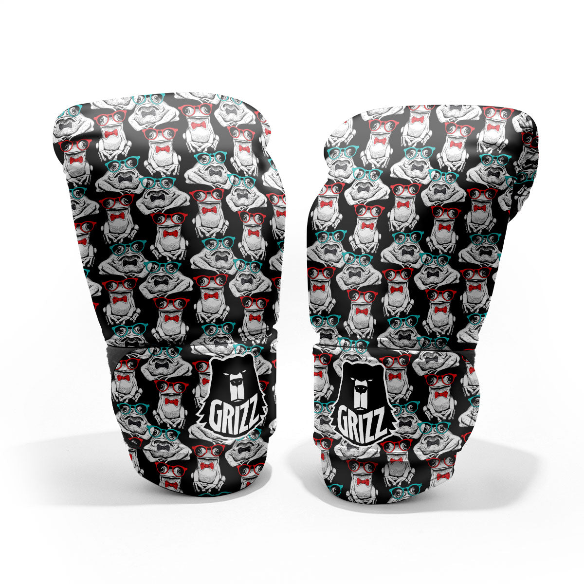 Hipster Frog Print Pattern Sparring Gloves-grizzshop