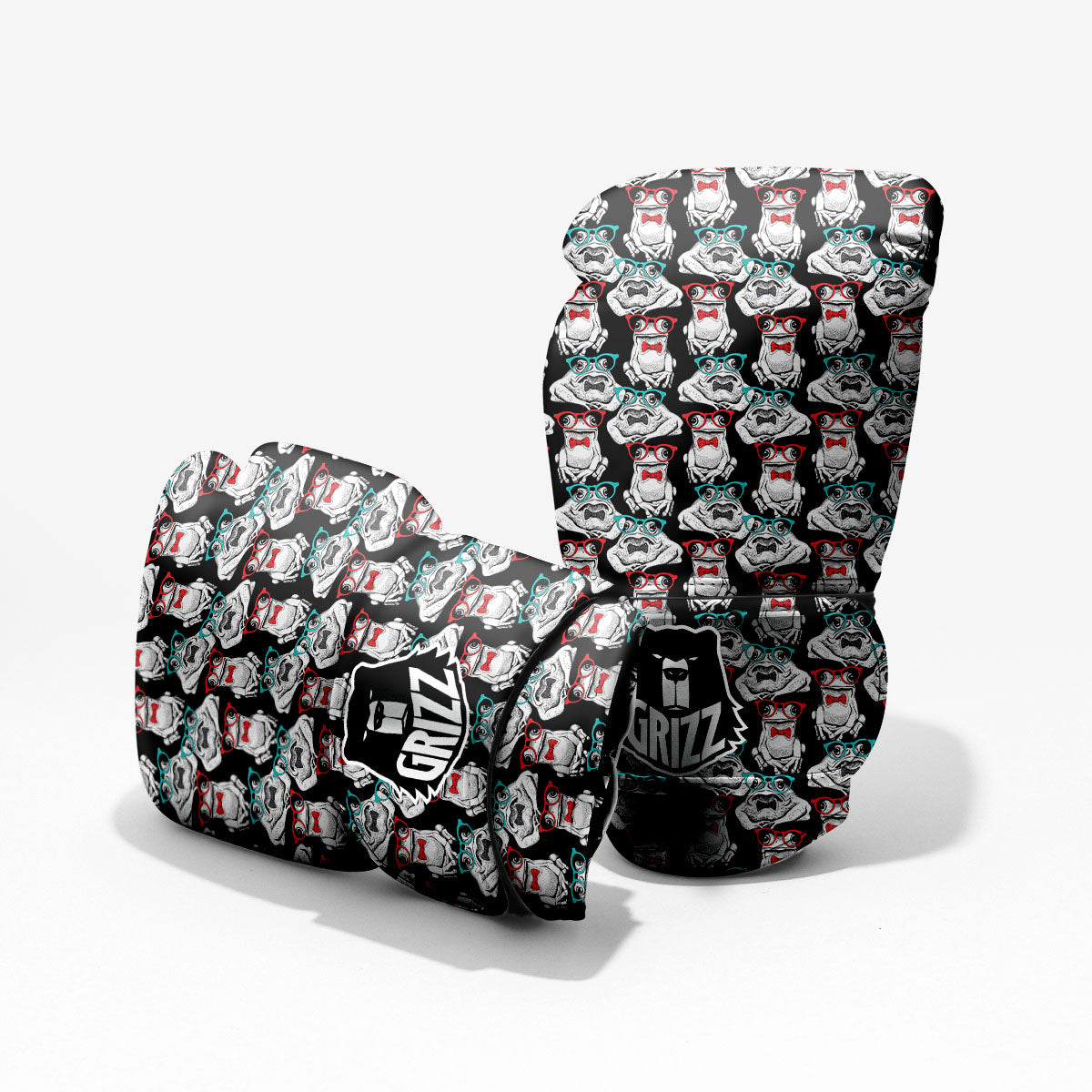 Hipster Frog Print Pattern Sparring Gloves-grizzshop