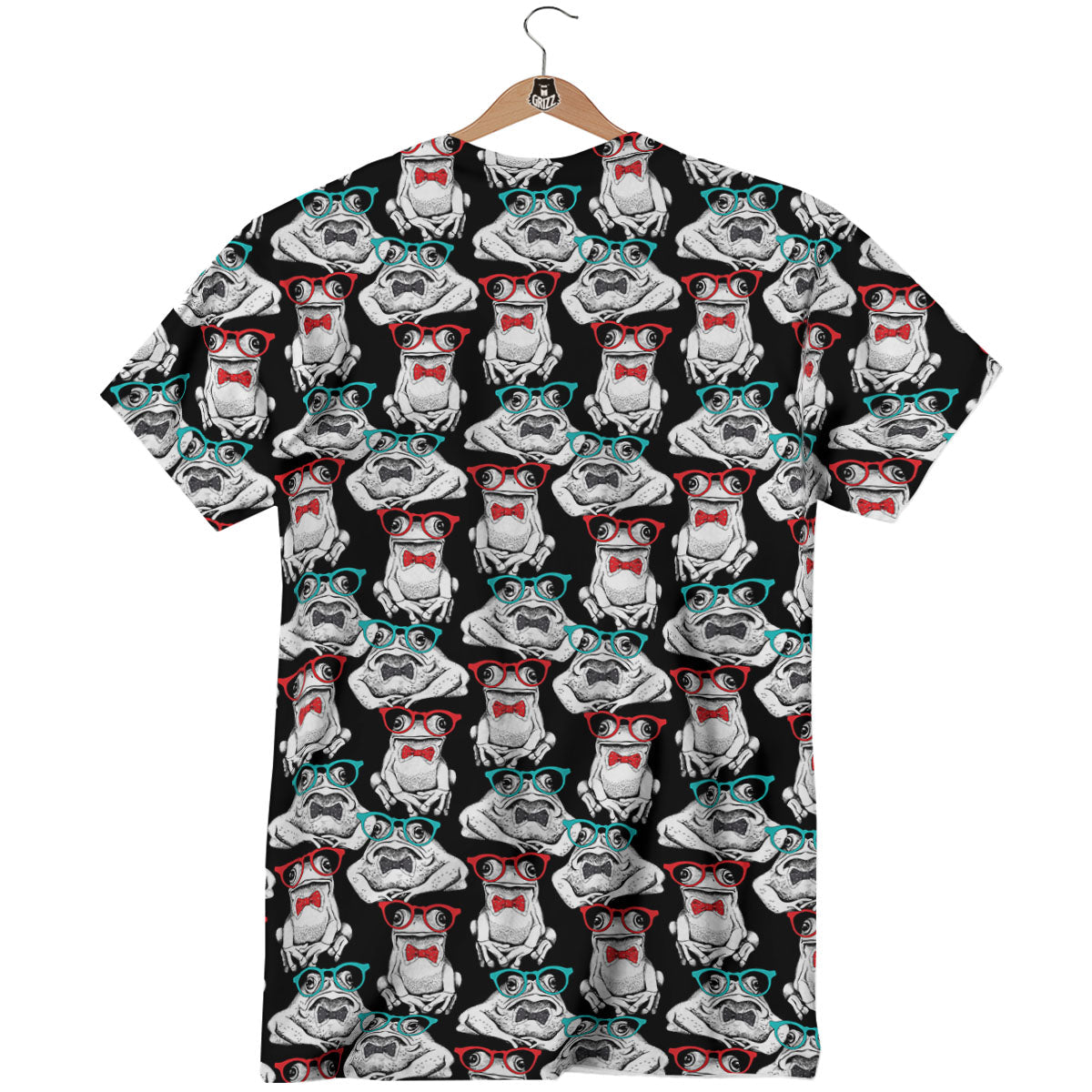 Hipster Frog Print Pattern T-Shirt-grizzshop