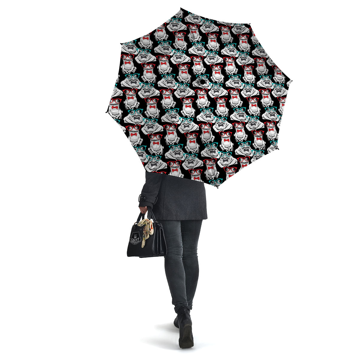 Hipster Frog Print Pattern Umbrella-grizzshop