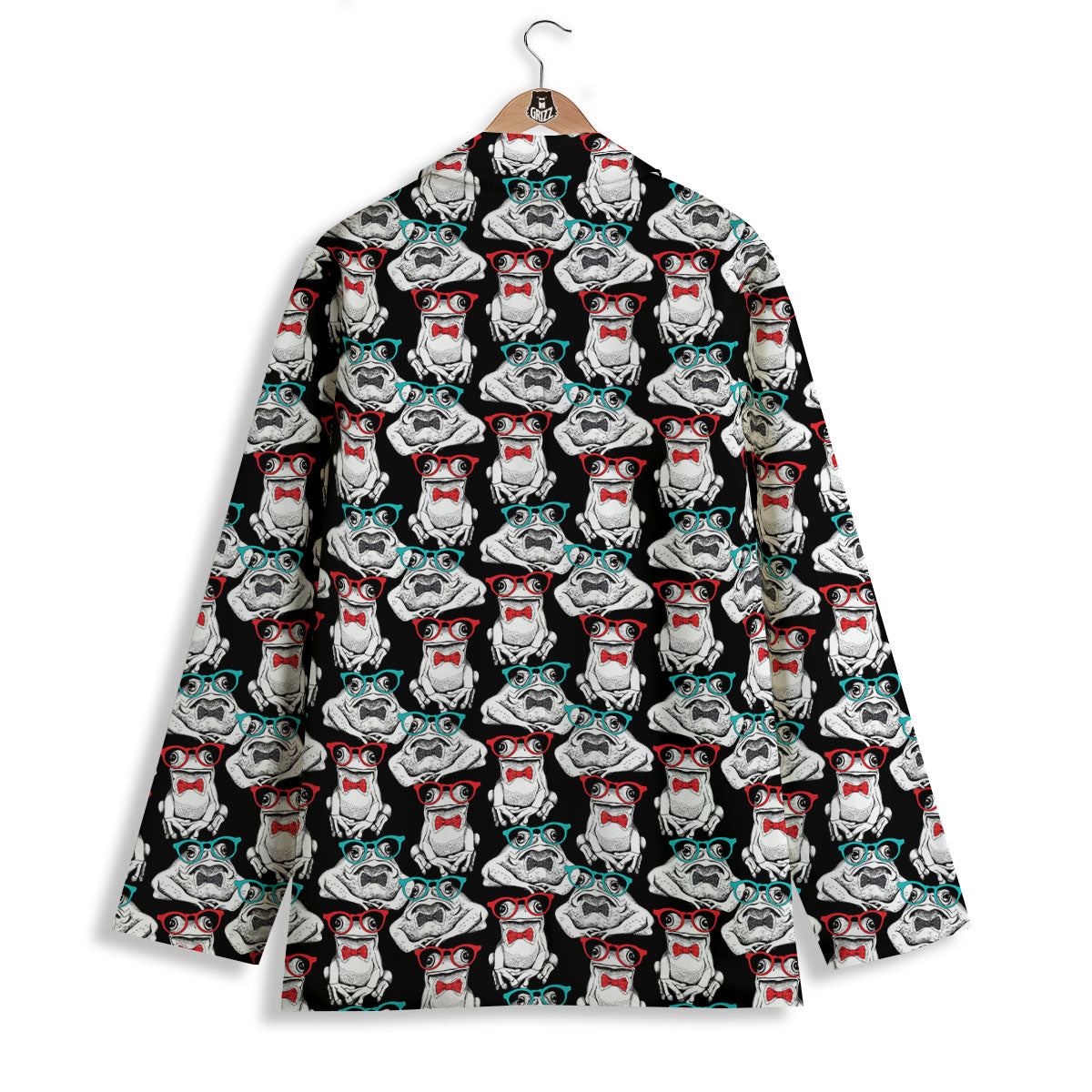 Hipster Frog Print Pattern Women's Blazer-grizzshop