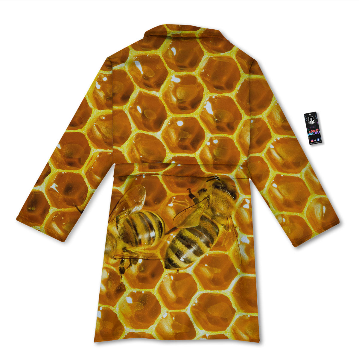 Hive Honey Bee Print Bathrobe-grizzshop