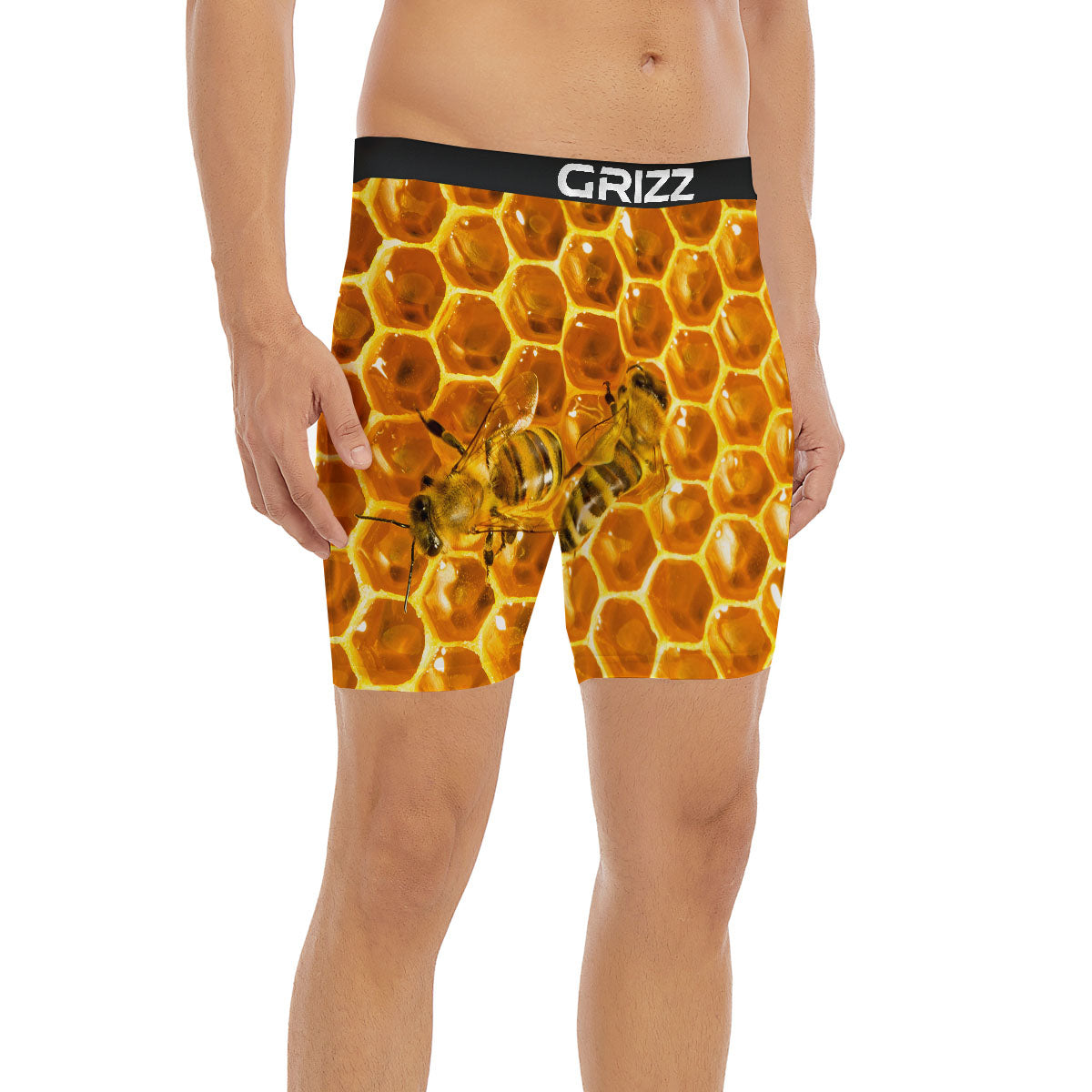 Hive Honey Bee Print Boxer Briefs-grizzshop