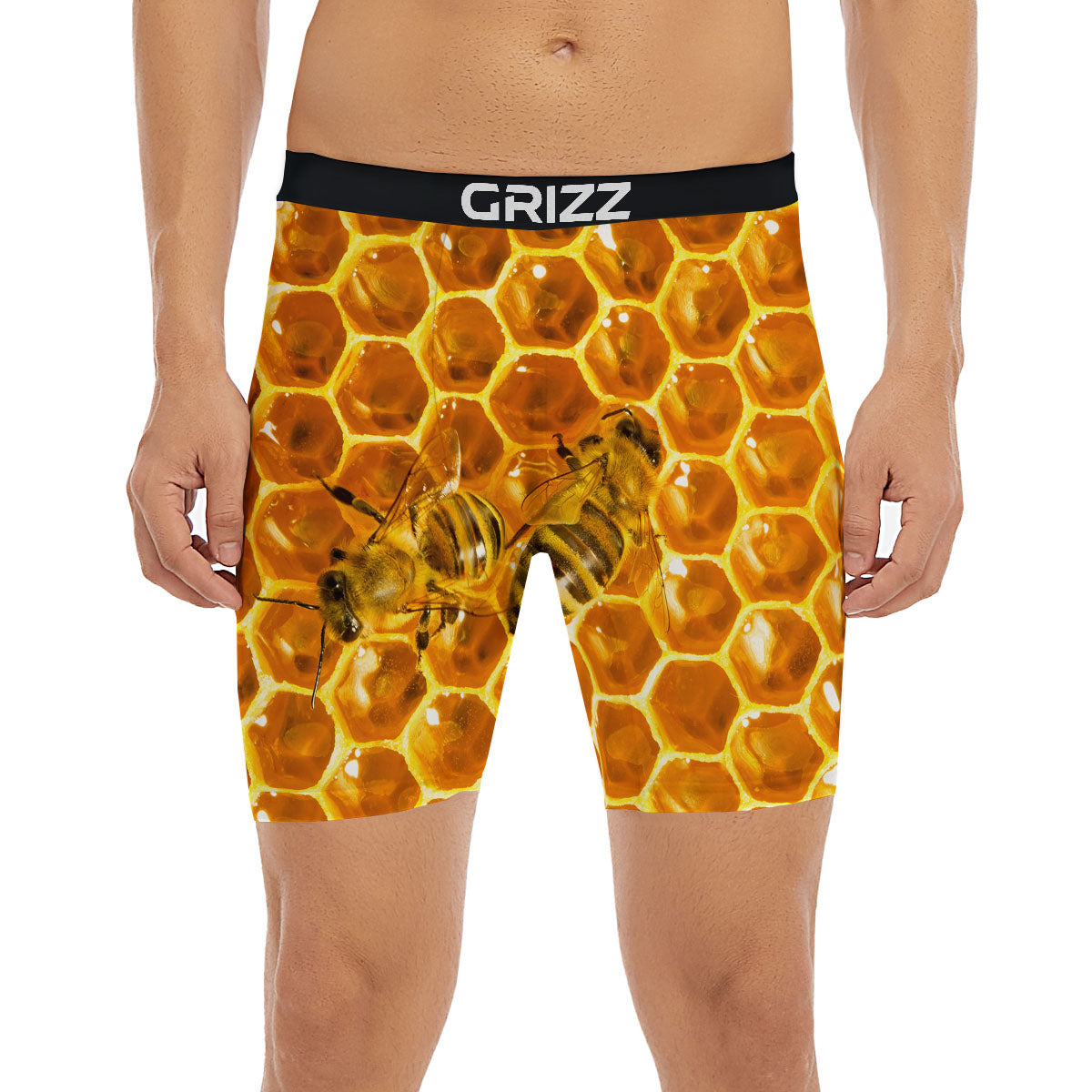 Hive Honey Bee Print Boxer Briefs-grizzshop