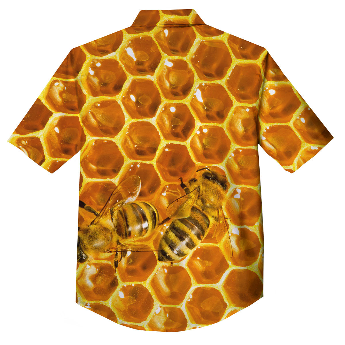 Hive Honey Bee Print Button Up Shirt-grizzshop