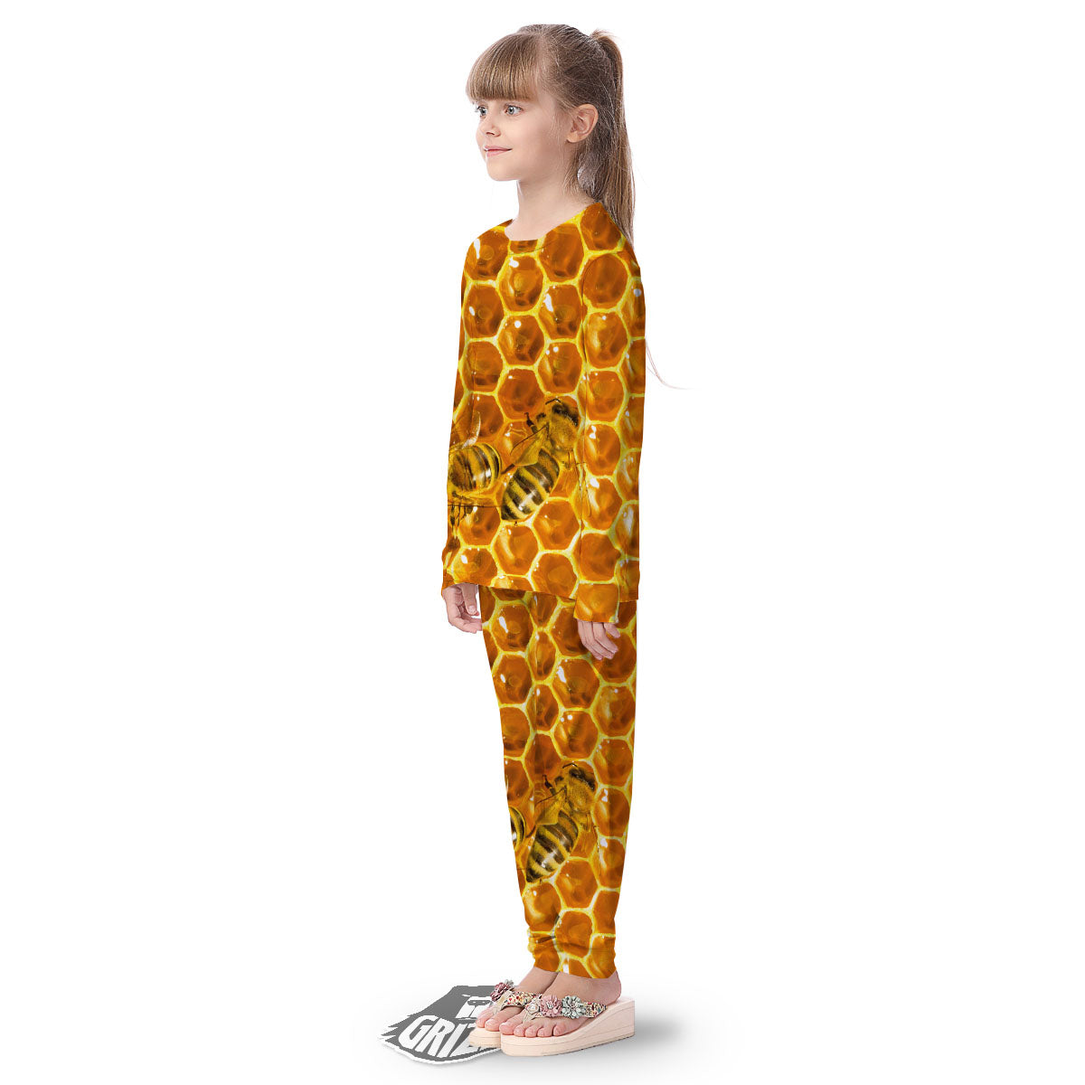 Hive Honey Bee Print Kid's Pajamas-grizzshop