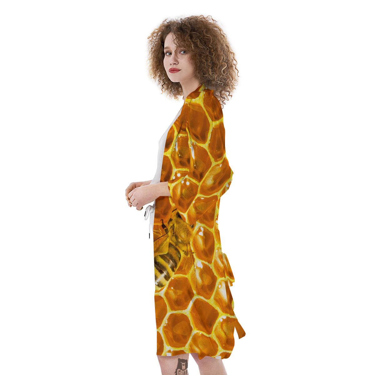 Hive Honey Bee Print Kimono-grizzshop
