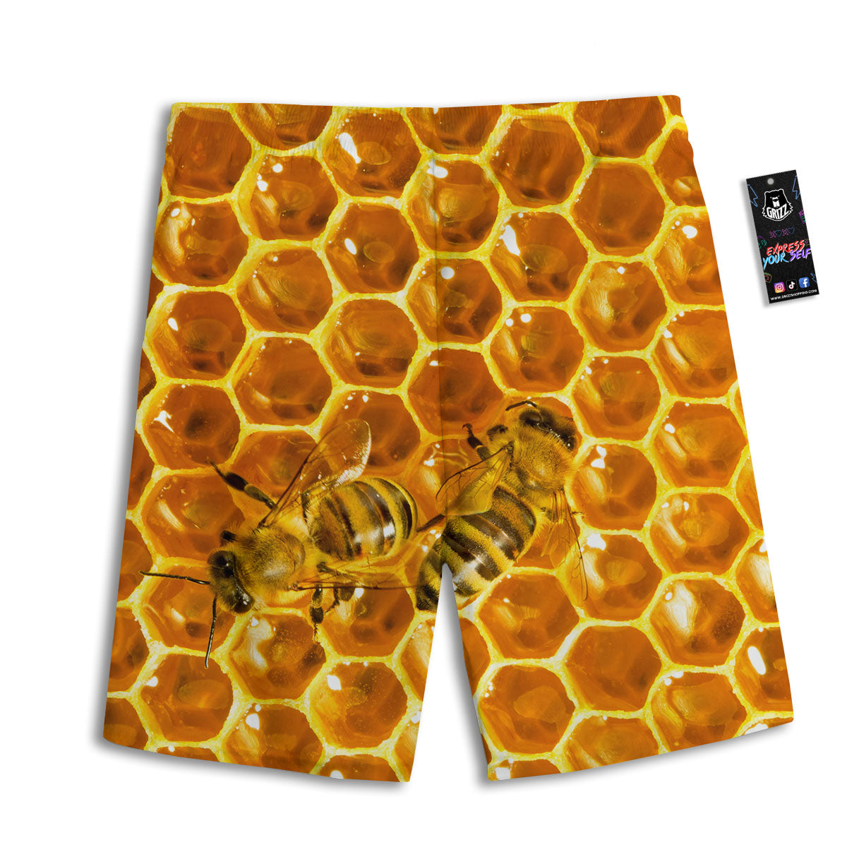 Hive Honey Bee Print Men's Athletic Shorts