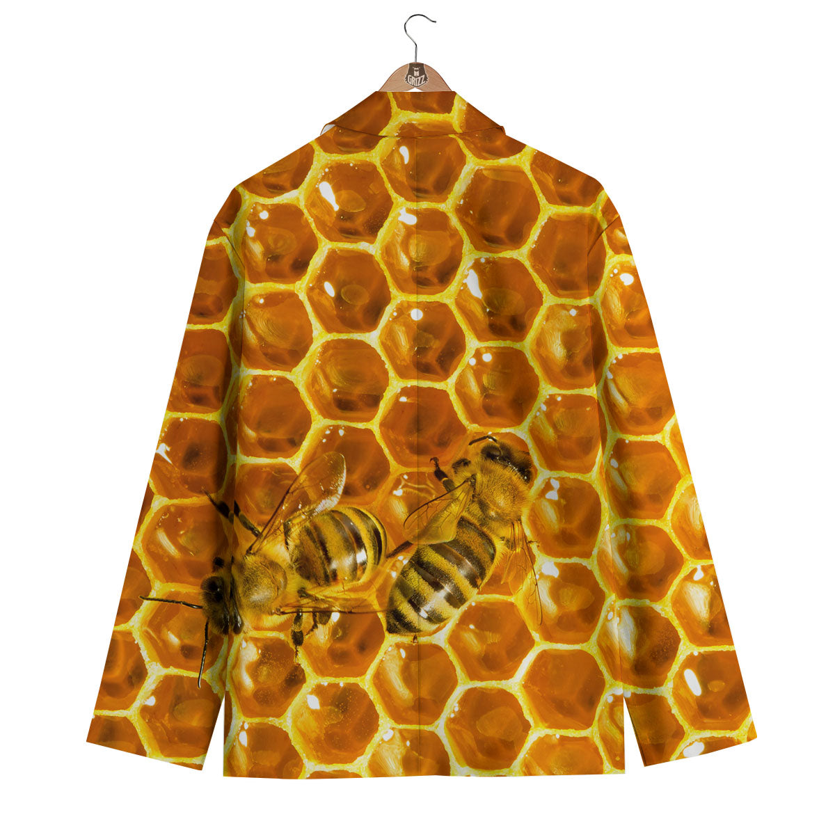 Hive Honey Bee Print Men's Blazer-grizzshop