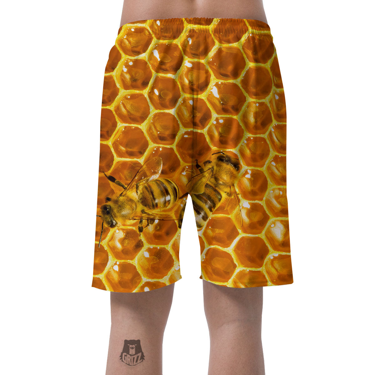 Hive Honey Bee Print Men's Shorts-grizzshop