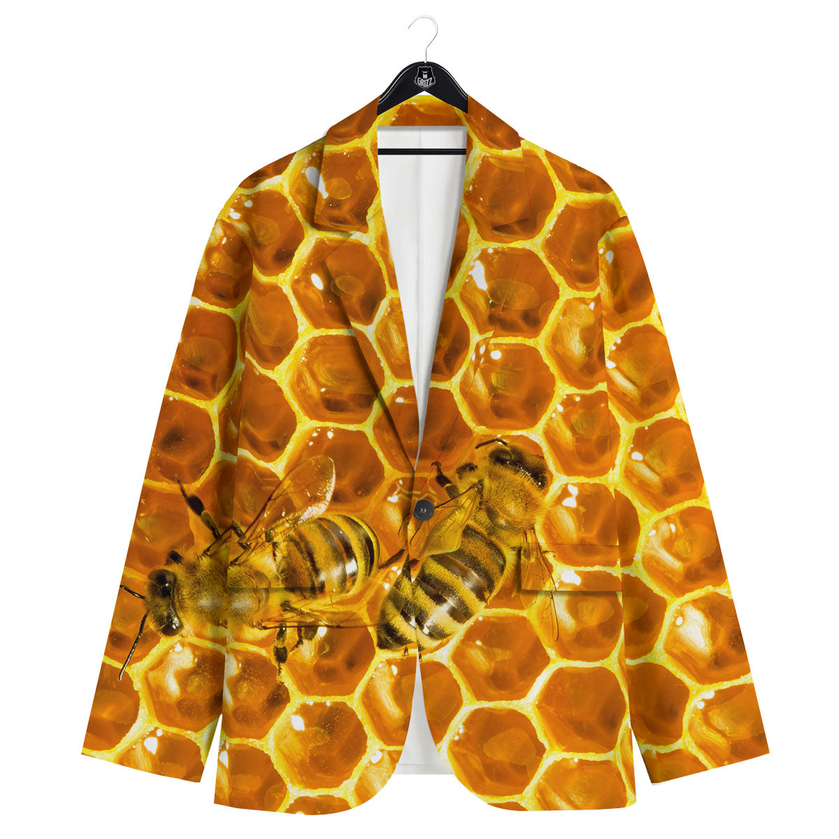 Hive Honey Bee Print Men's Sport Coat-grizzshop