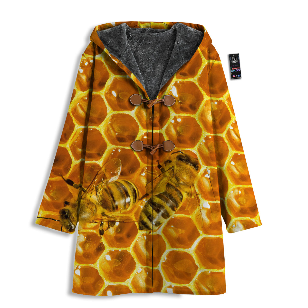 Hive Honey Bee Print Men's Windbreaker Jacket-grizzshop