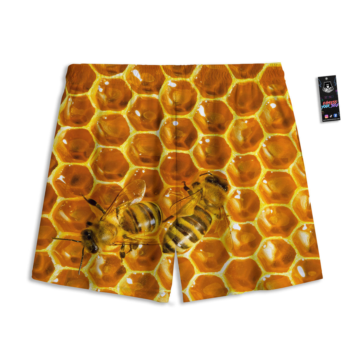 Hive Honey Bee Print Mesh Shorts