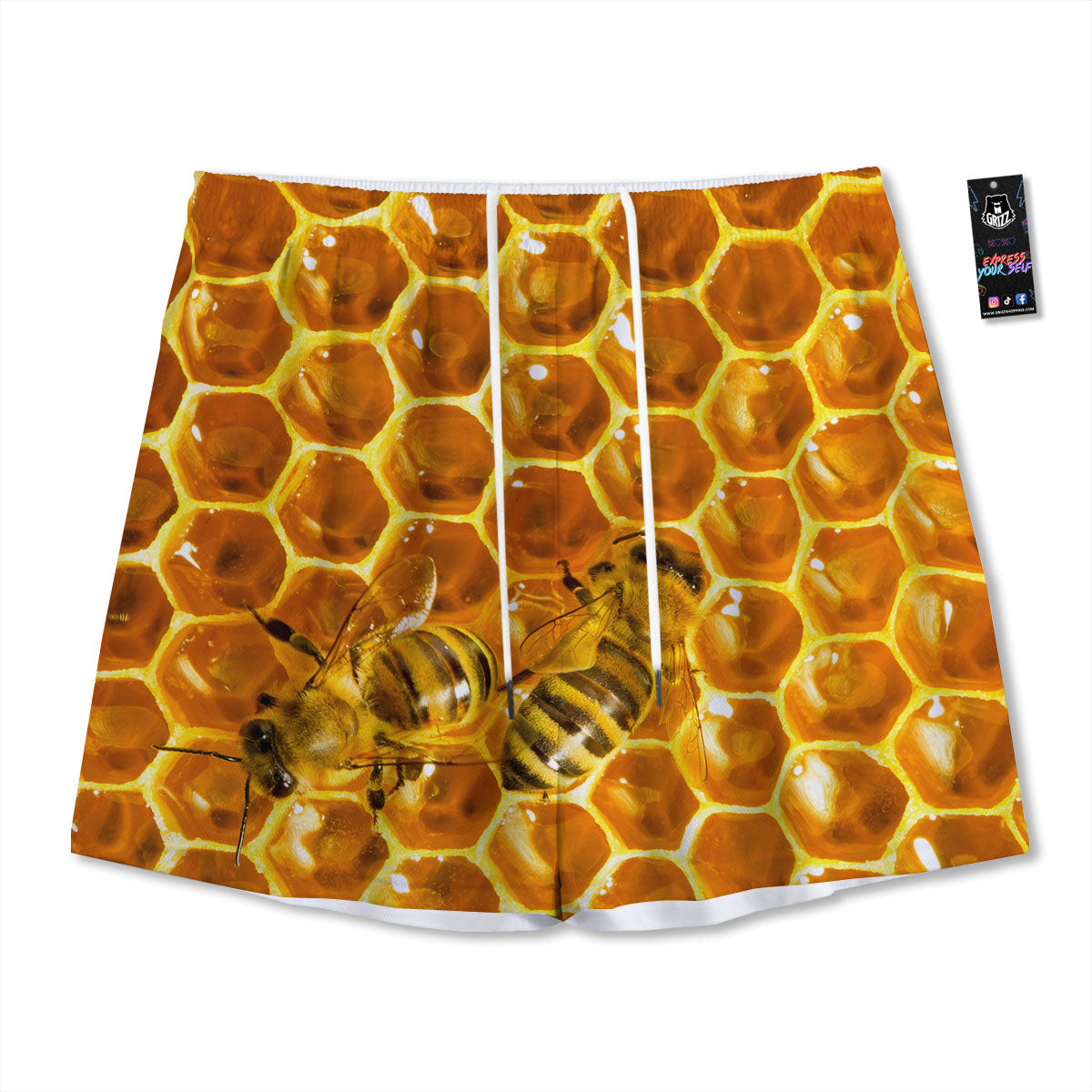 Hive Honey Bee Print Mesh Shorts