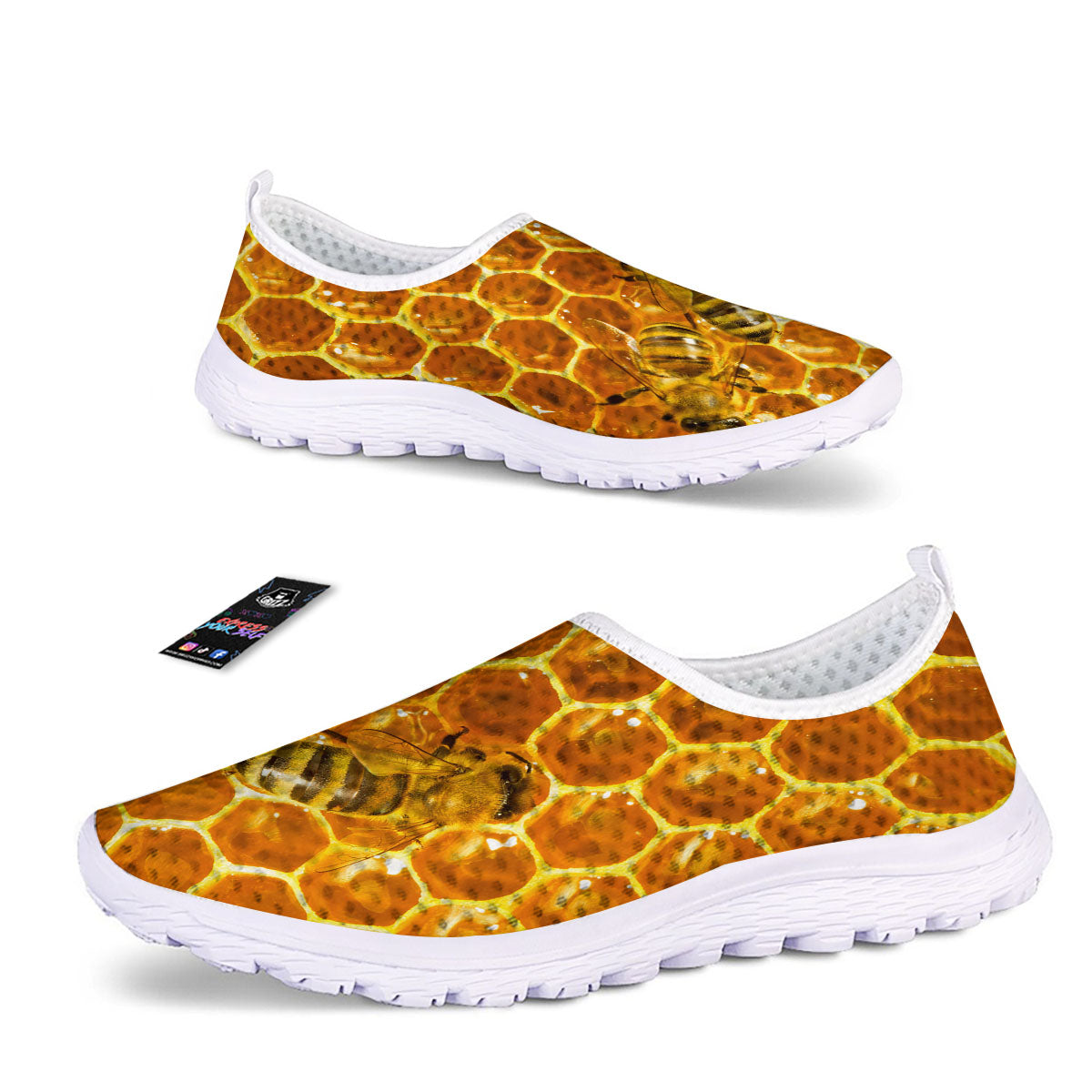 Hive Honey Bee Print Nurse Shoes-grizzshop