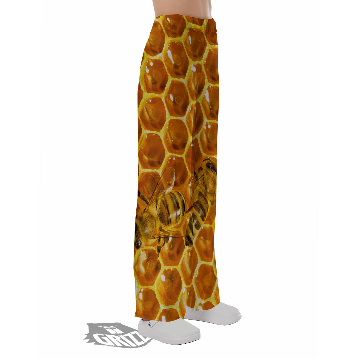 Hive Honey Bee Print Pajama Pants-grizzshop