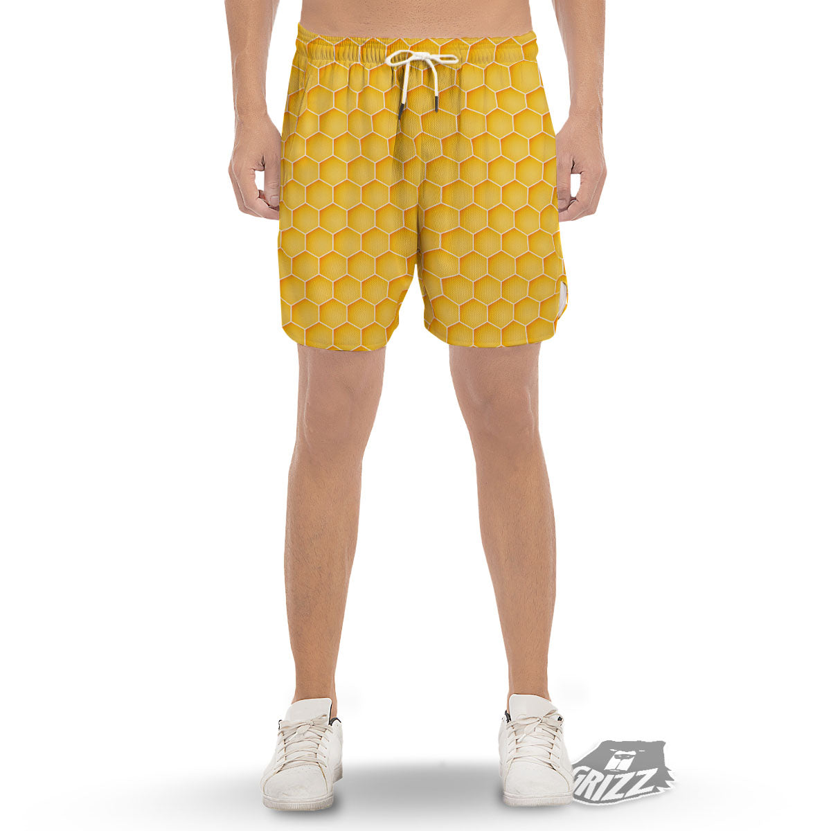 Hive Honey Bee Print Pattern Men's Gym Shorts-grizzshop