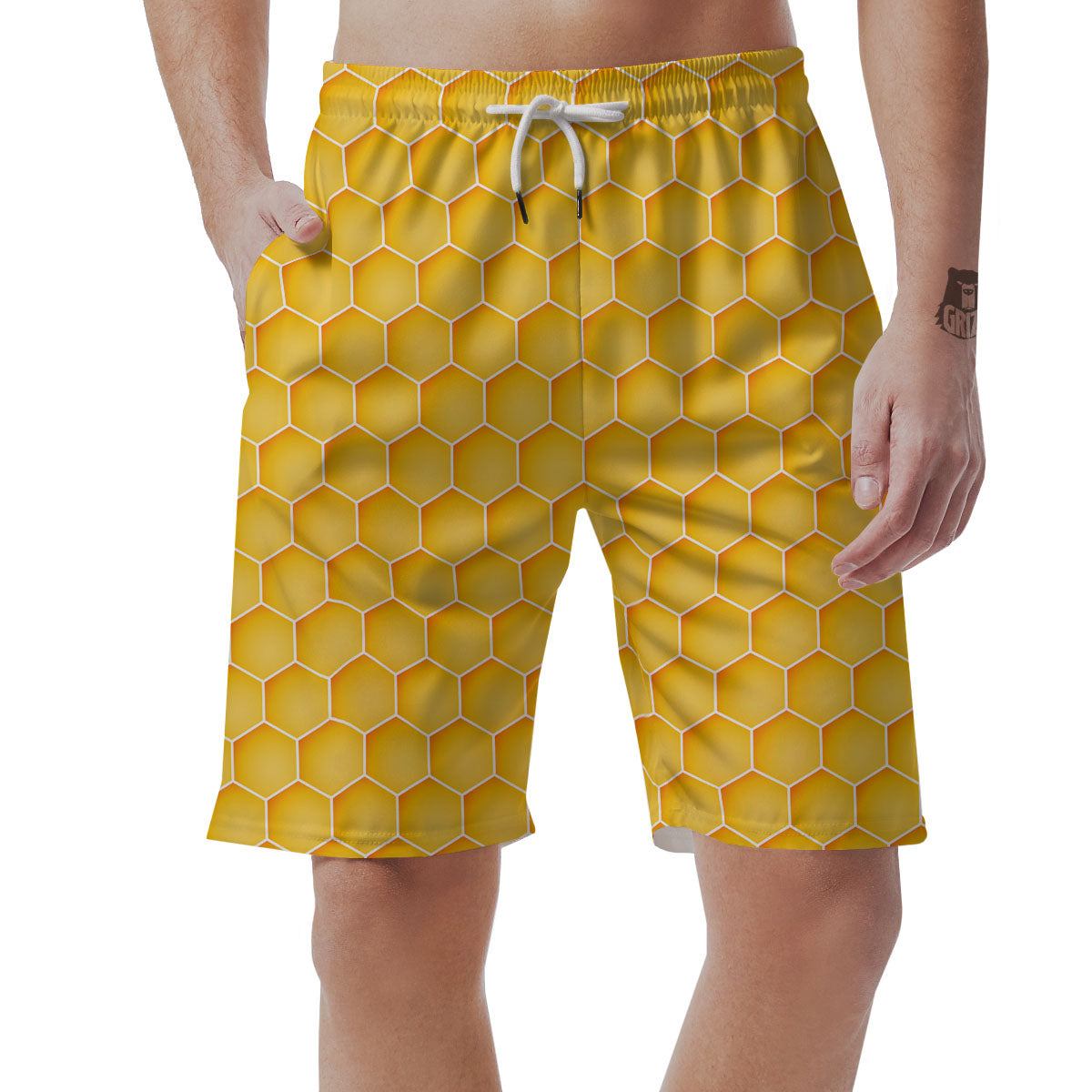 Hive Honey Bee Print Pattern Men's Shorts-grizzshop