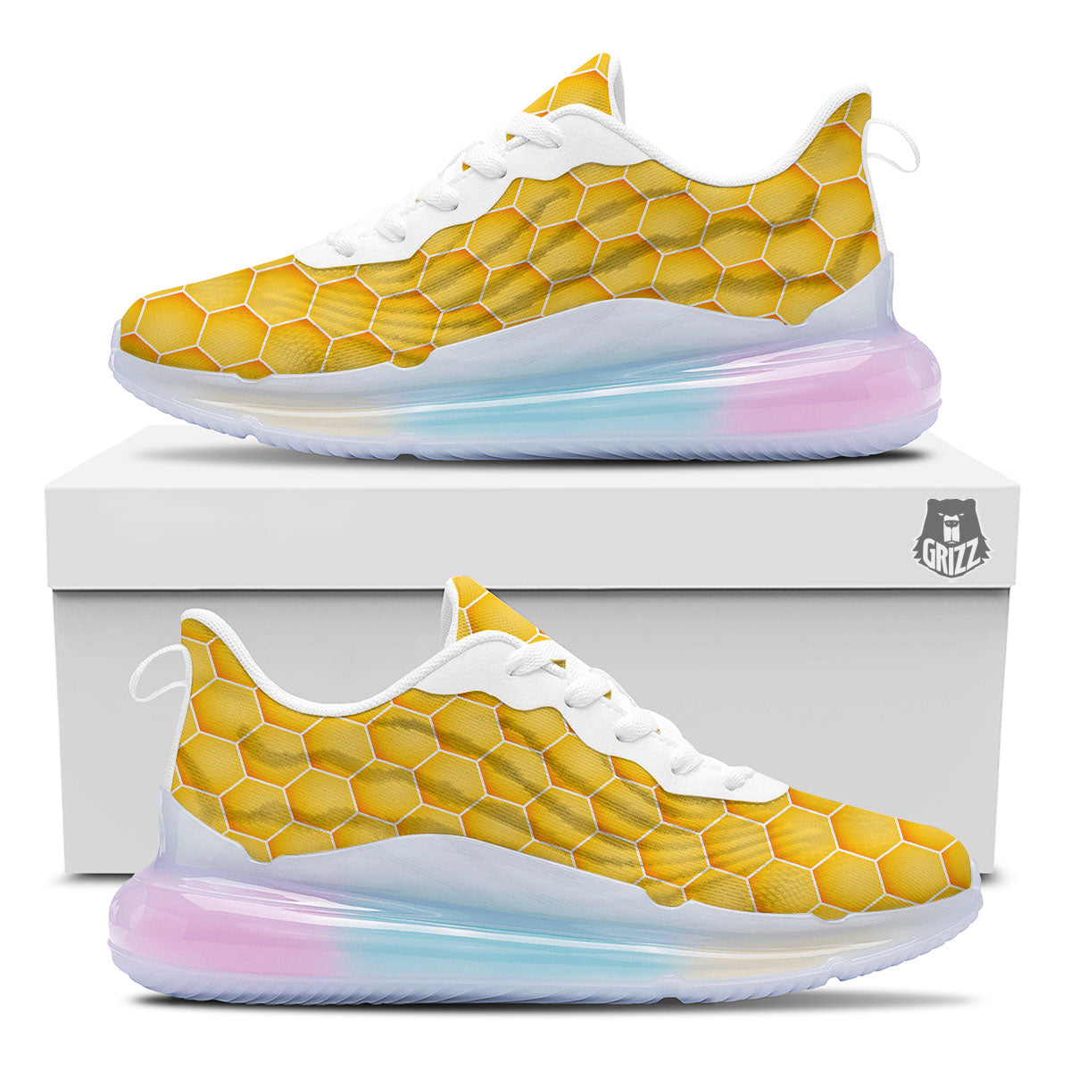 Hive Honey Bee Print Pattern Running Sneakers-grizzshop