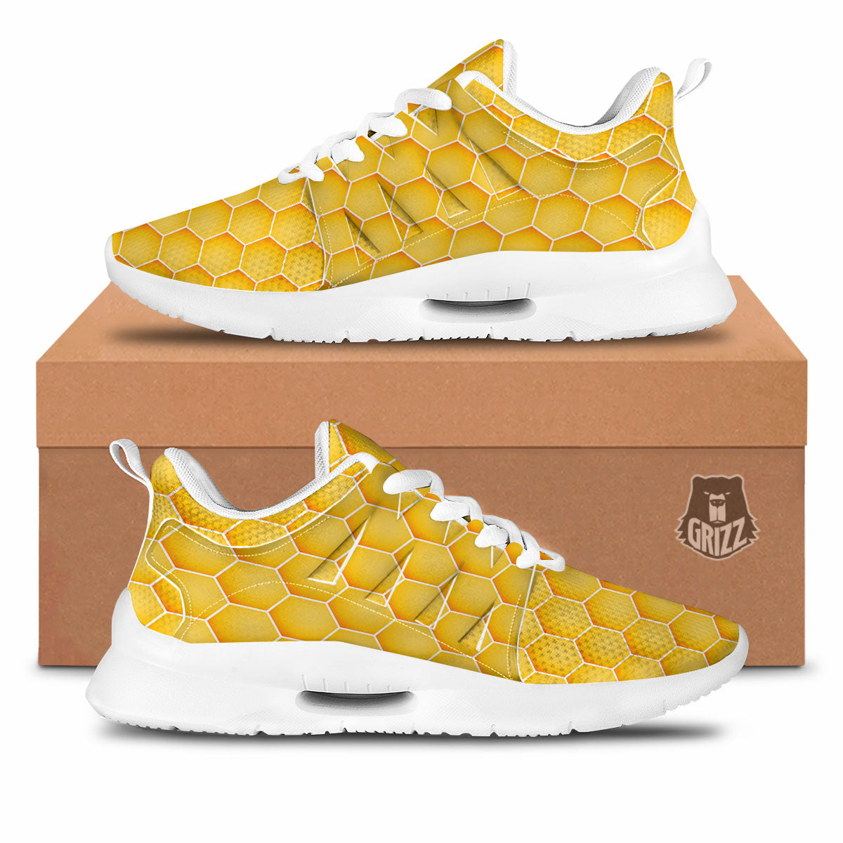 Hive Honey Bee Print Pattern Tennis Shoes-grizzshop