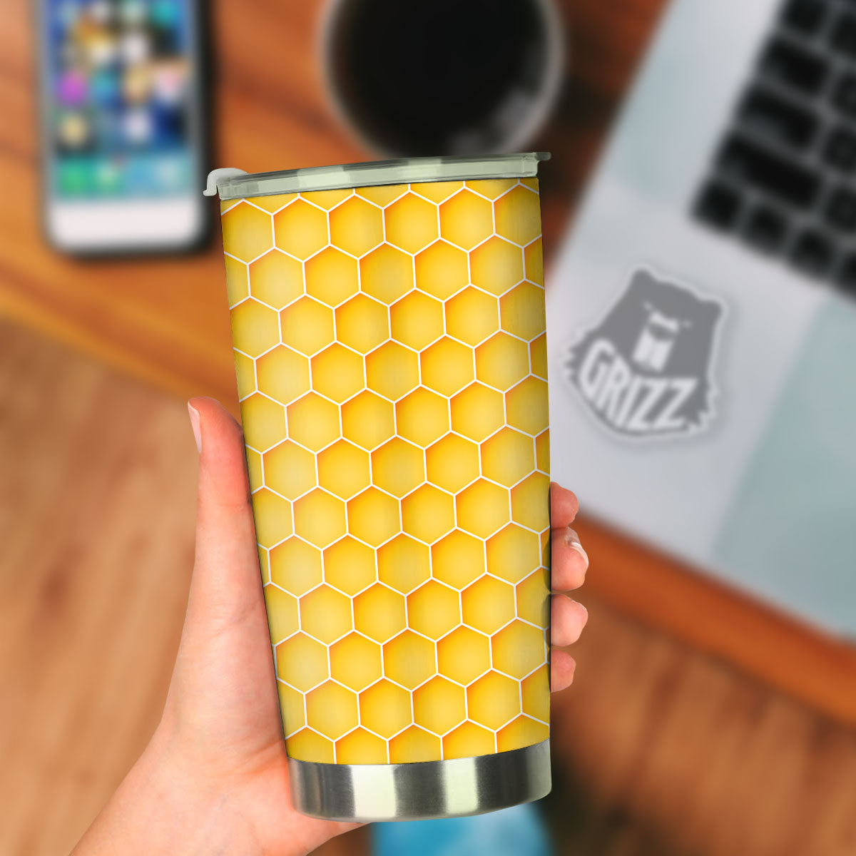 Hive Honey Bee Print Pattern Tumbler-grizzshop