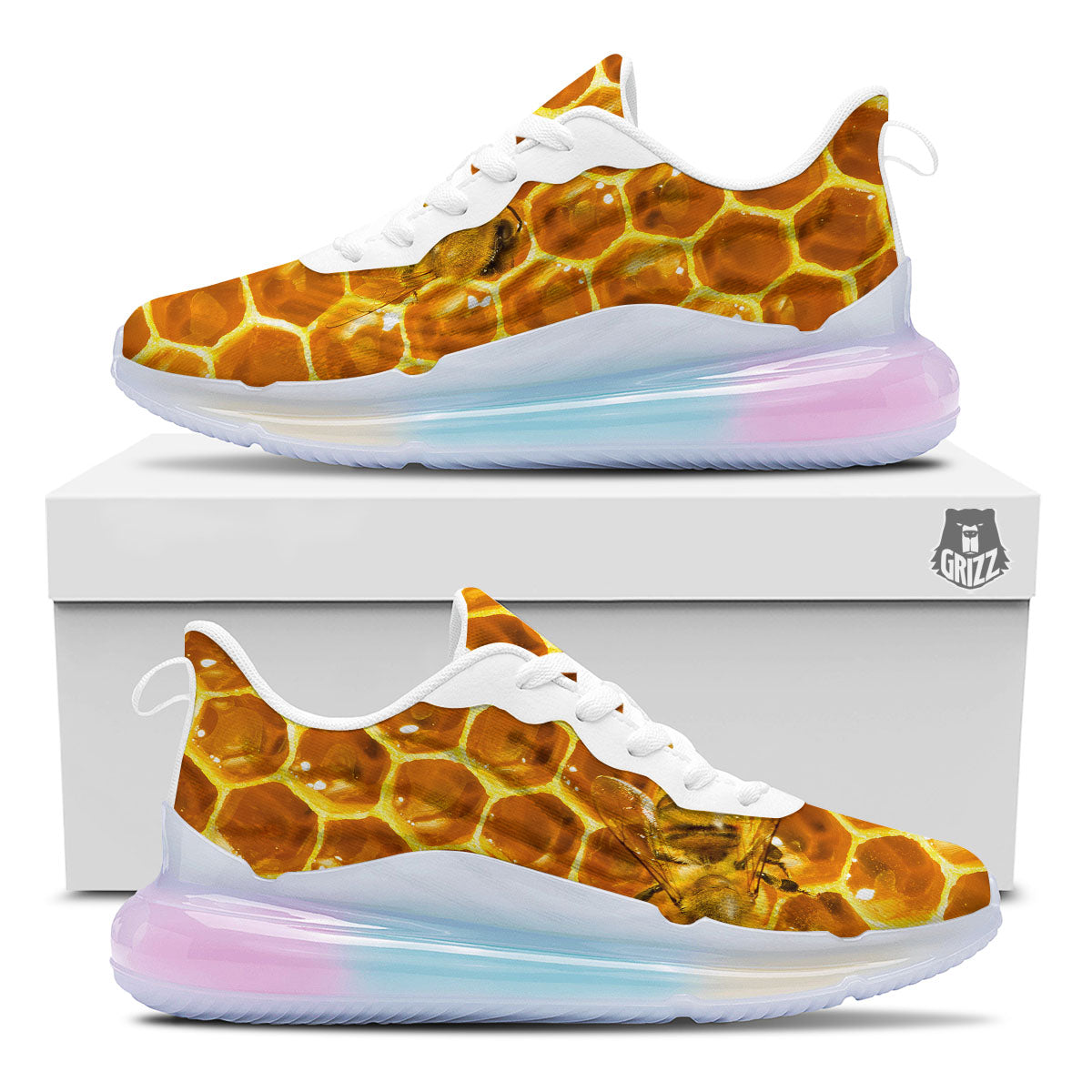 Hive Honey Bee Print Running Sneakers-grizzshop