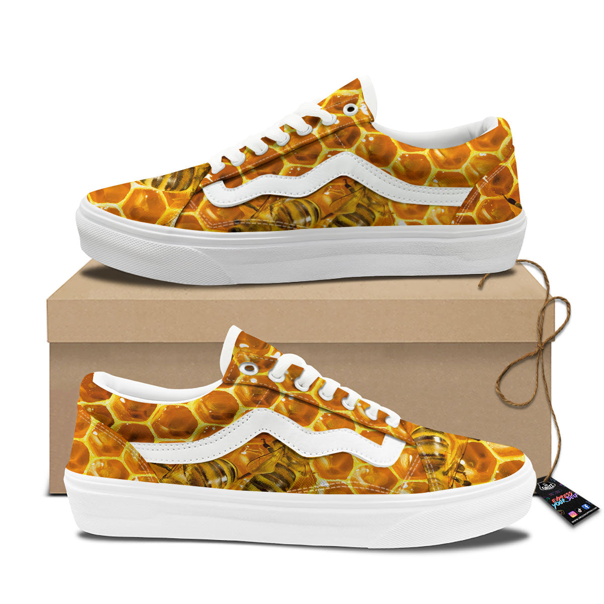 Hive Honey Bee Print Skate Shoes-grizzshop