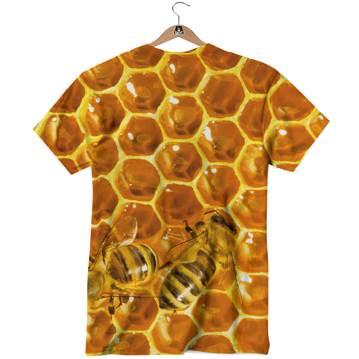 Hive Honey Bee Print T-Shirt-grizzshop