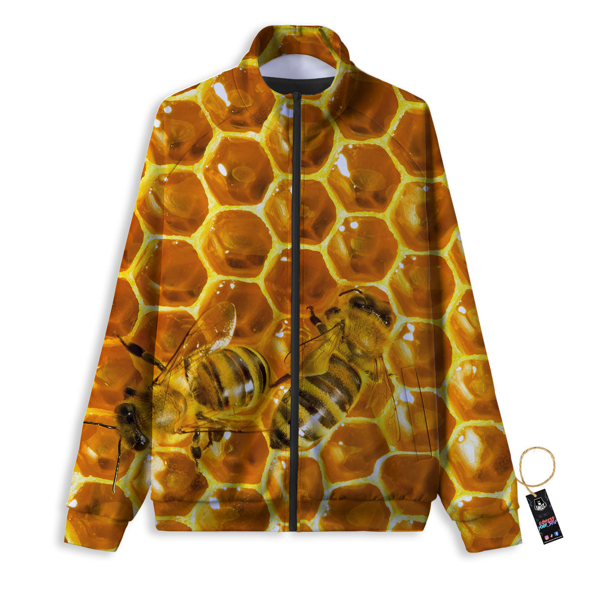 Hive Honey Bee Print Track Jacket-grizzshop