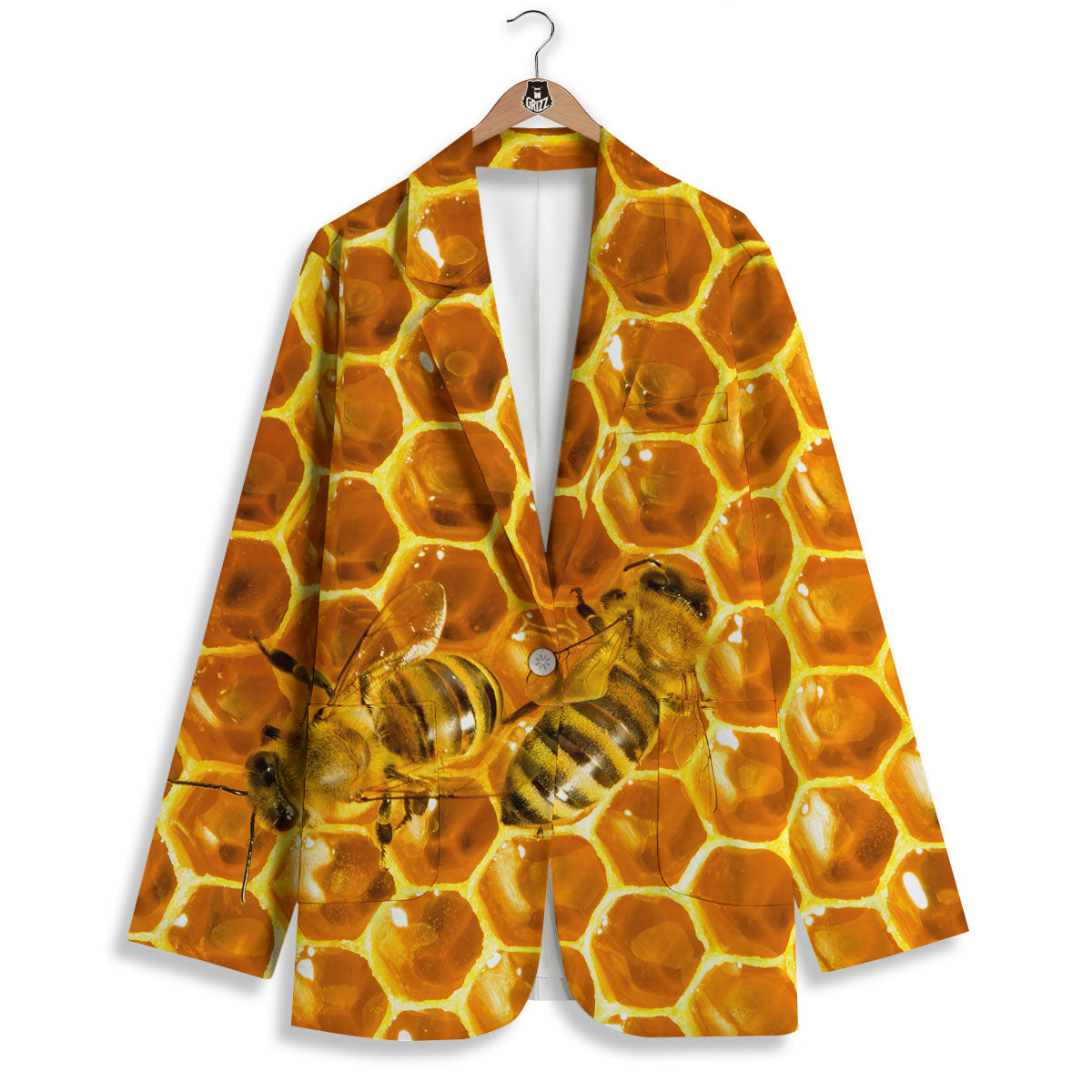 Hive Honey Bee Print Women's Blazer-grizzshop