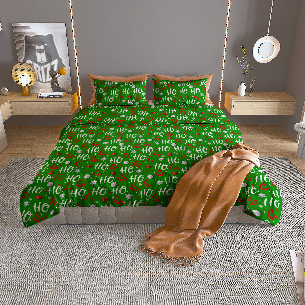 Gold Heart Glitter Print Pattern Duvet Cover Bedding Set