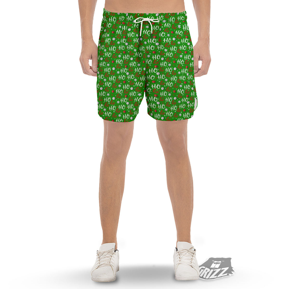 Ho Ho Christmas Santa Print Pattern Men's Gym Shorts-grizzshop