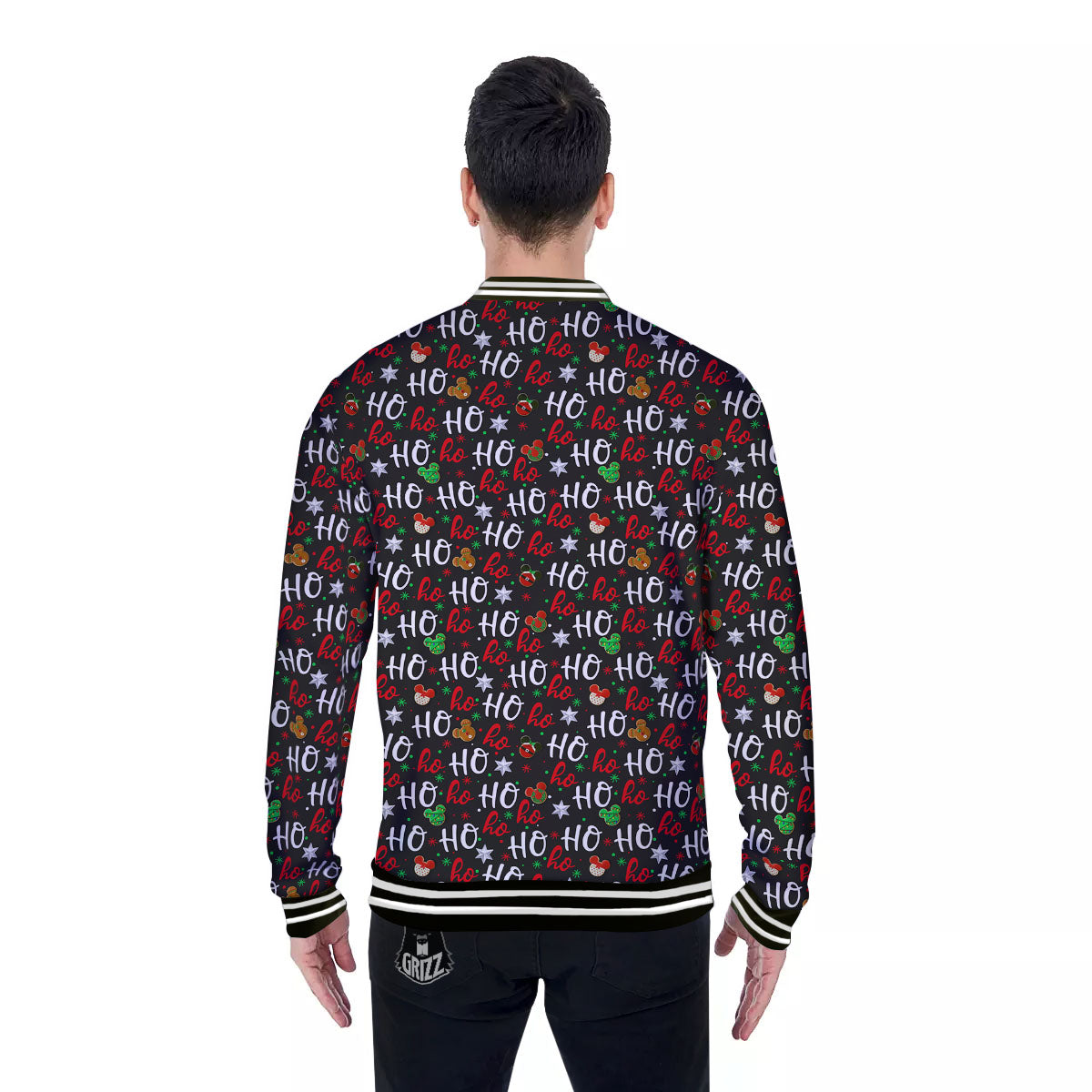 Ho Ho Ho Christmas Print Pattern Baseball Jacket-grizzshop