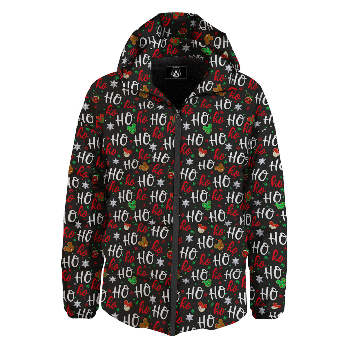 Ho Ho Ho Christmas Print Pattern Down Jacket-grizzshop